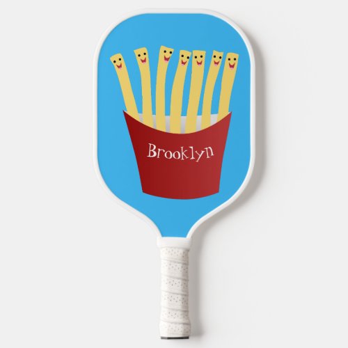 Cute kawaii fries fast food cartoon illustration pickleball paddle