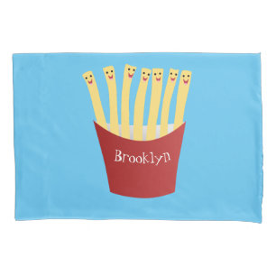 Cute kawaii fries fast food cartoon illustration pillow case