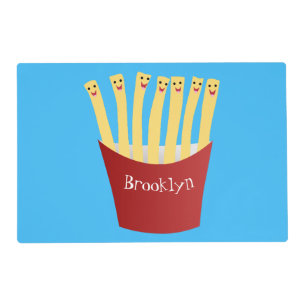 Cute kawaii fries fast food cartoon illustration placemat