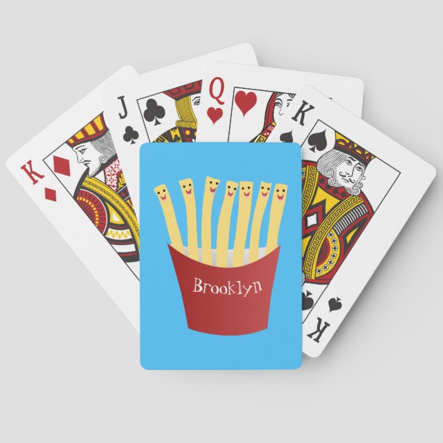 Cute kawaii fries fast food cartoon illustration poker cards (Back)
