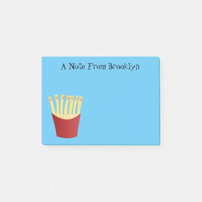 Cute kawaii fries fast food cartoon illustration post-it notes (Front)