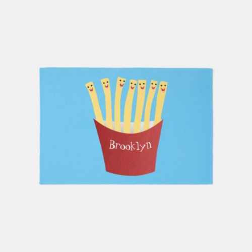 Cute kawaii fries fast food cartoon illustration rug