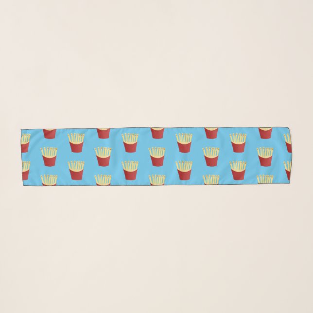 Cute kawaii fries fast food cartoon illustration scarf (Front (Horizontal))
