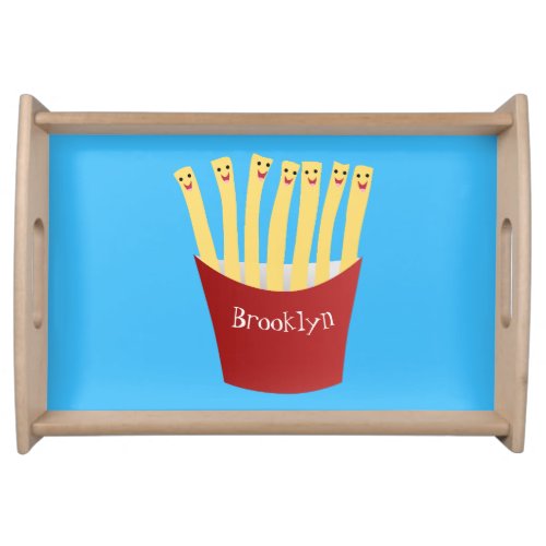 Cute kawaii fries fast food cartoon illustration serving tray