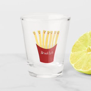 Cute kawaii fries fast food cartoon illustration shot glass