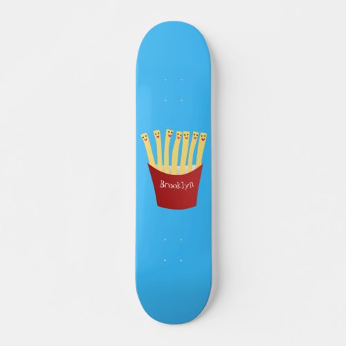 Cute kawaii fries fast food cartoon illustration skateboard