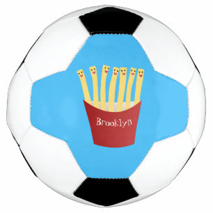 Cute kawaii fries fast food cartoon illustration soccer ball