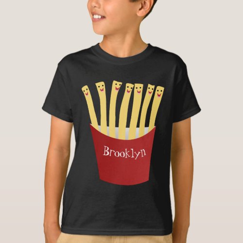 Cute kawaii fries fast food cartoon illustration T_Shirt