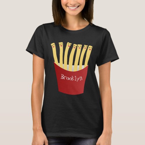 Cute kawaii fries fast food cartoon illustration T_Shirt