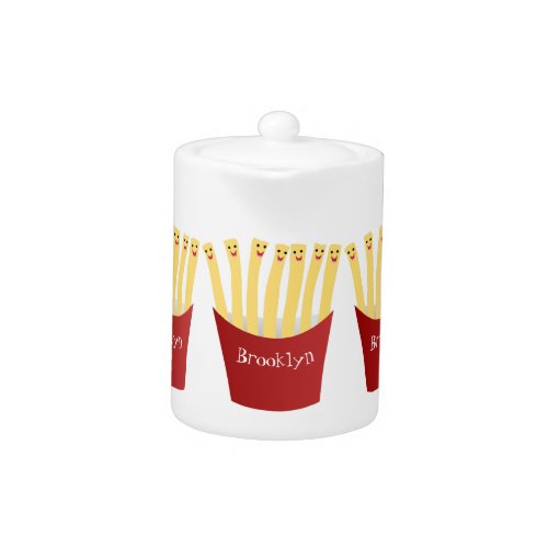 Cute kawaii fries fast food cartoon illustration teapot