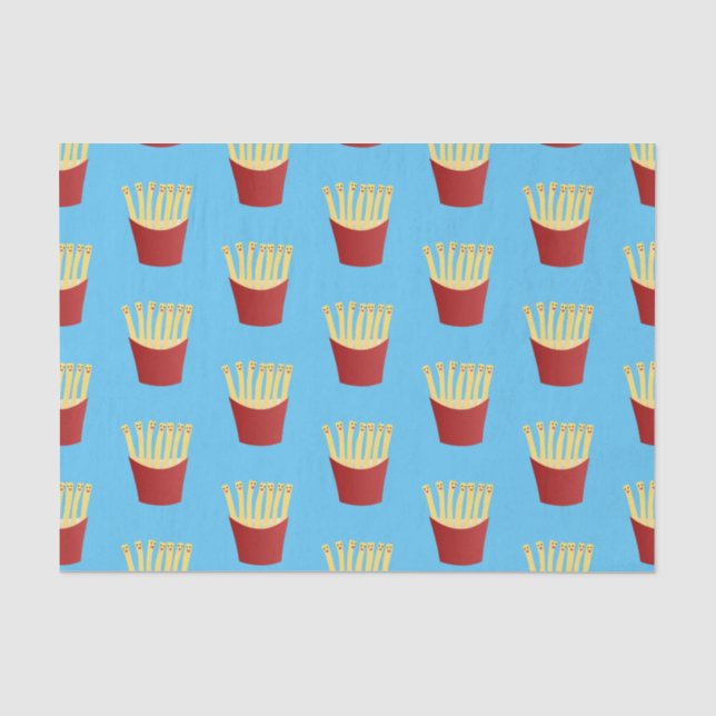 Cute kawaii fries fast food cartoon illustration tissue paper (Front)