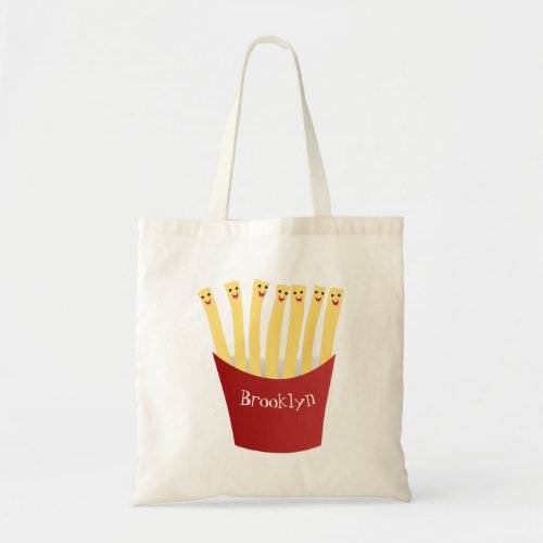 Cute kawaii fries fast food cartoon illustration tote bag