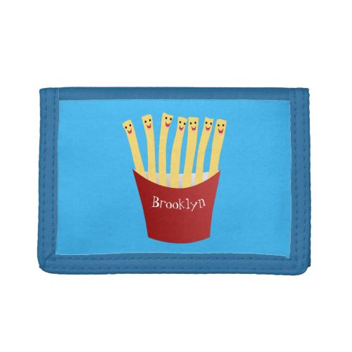 Cute kawaii fries fast food cartoon illustration trifold wallet