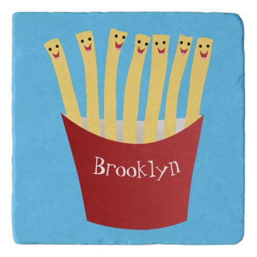 Cute kawaii fries fast food cartoon illustration trivet