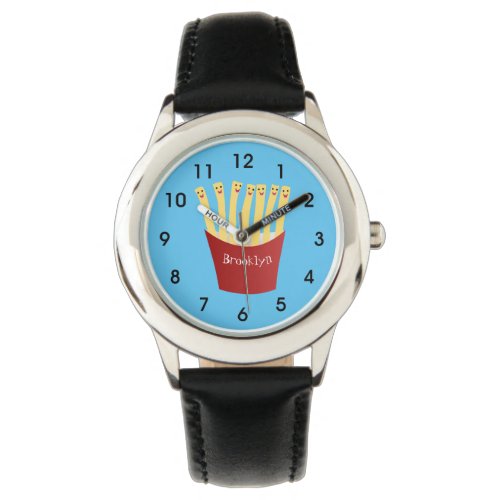 Cute kawaii fries fast food cartoon illustration watch