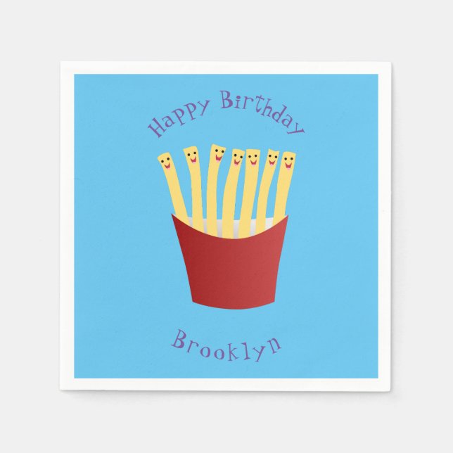 Cute kawaii fries fast food cartoon napkins (Front)