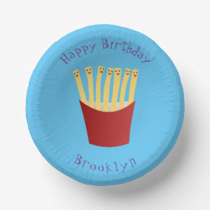 Cute kawaii fries fast food cartoon paper bowls