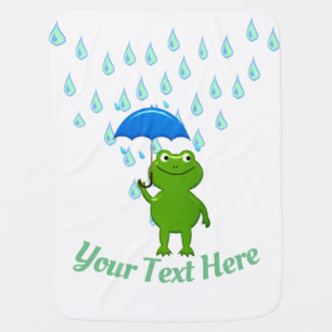 Cute Kawaii Frog and Rain Baby Blanket