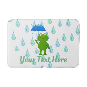 Cute Kawaii Frog and Rain Bath Mat