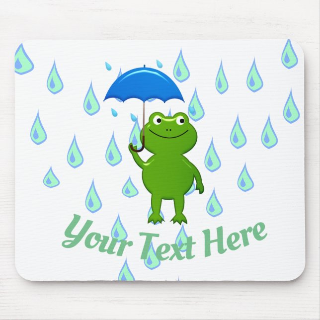 Cute Kawaii Frog and Rain Mouse Pad (Front)
