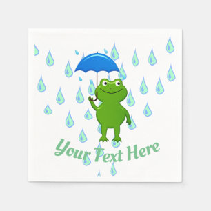 Cute Kawaii Frog and Rain Napkins