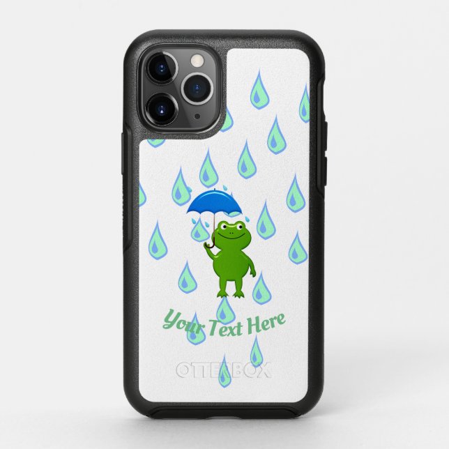Cute Kawaii Frog and Rain Otterbox iPhone Case (Back)