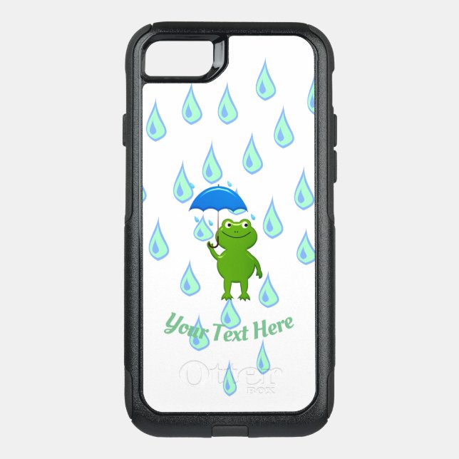 Cute Kawaii Frog and Rain Otterbox iPhone Case (Back)