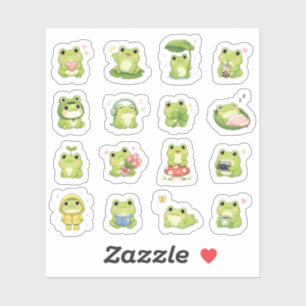 Cute Kawaii Frog Chibi Character Sticker Pack