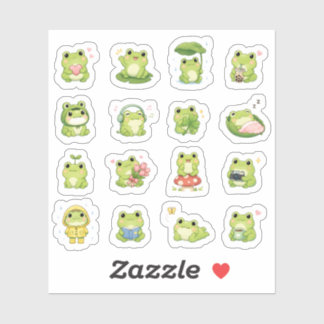 Cute Kawaii Frog Chibi Character Sticker Pack