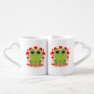 Cute Kawaii Frog Hearts XOXO Love Coffee Mug Set