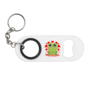 Cute Kawaii Frog Hearts XOXO Love-Themed Animal Keychain Bottle Opener