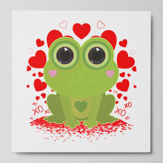 Cute Kawaii Frog Hearts XOXO Love Wall Decor Peel And Stick Photo Tile