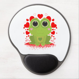 Cute Kawaii Frog Hearts XOXO Romantic Animal Gel Mouse Pad