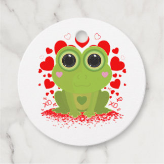 Cute Kawaii Frog Hearts XOXO Valentine Favor Tags