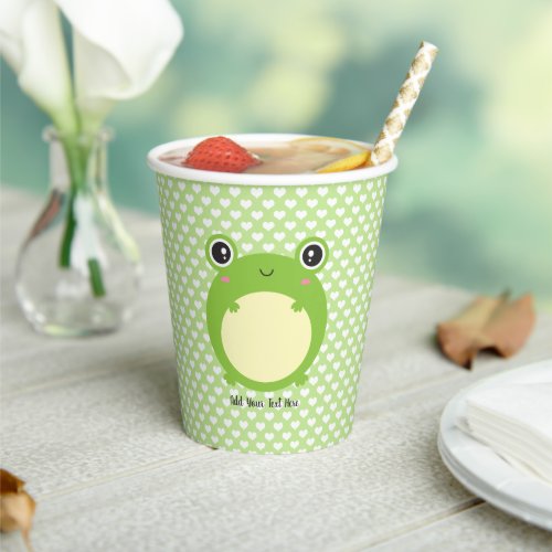 Cute Kawaii Frog Personalized  Paper Cups