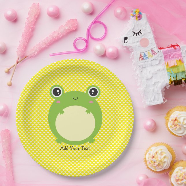 Cute Kawaii Frog Personalized  Paper Plates (Party)