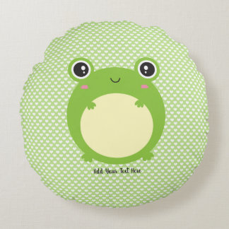 Cute Kawaii Frog Personalized Round Pillow