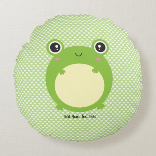 Cute Kawaii Frog Personalized  Round Pillow