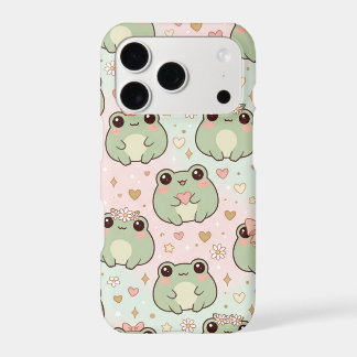 Cute Kawaii Frog Pink Hearts & Daisy Flowers Iphone 18 Pro Case