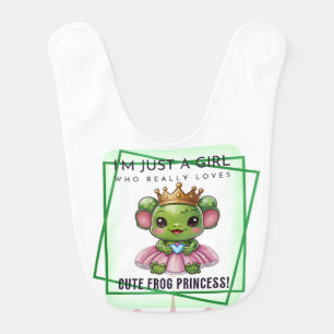 Cute Kawaii frog Princess Print Baby Bib