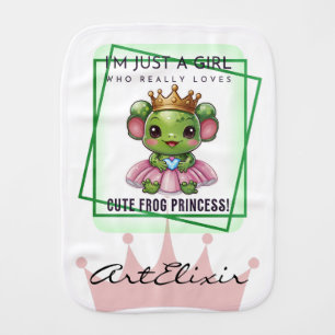 Cute Kawaii frog Princess Print Baby Burp Cloth
