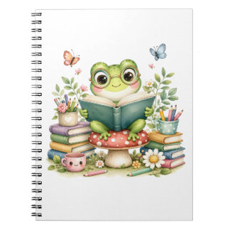 Cute Kawaii Frog Reading a Book | Watercolor Book