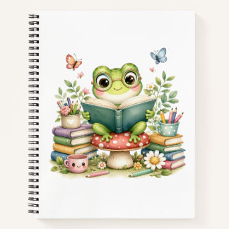 Cute Kawaii Frog Reading a Book | Watercolor Book