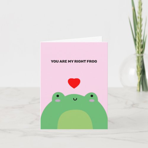 Cute Kawaii Frog Red Heart Mr Right Toad Love   Card