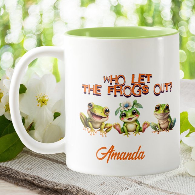 Cute Kawaii Frog Who Let The Frogs Out  Two-Tone Coffee Mug (Creator Uploaded)