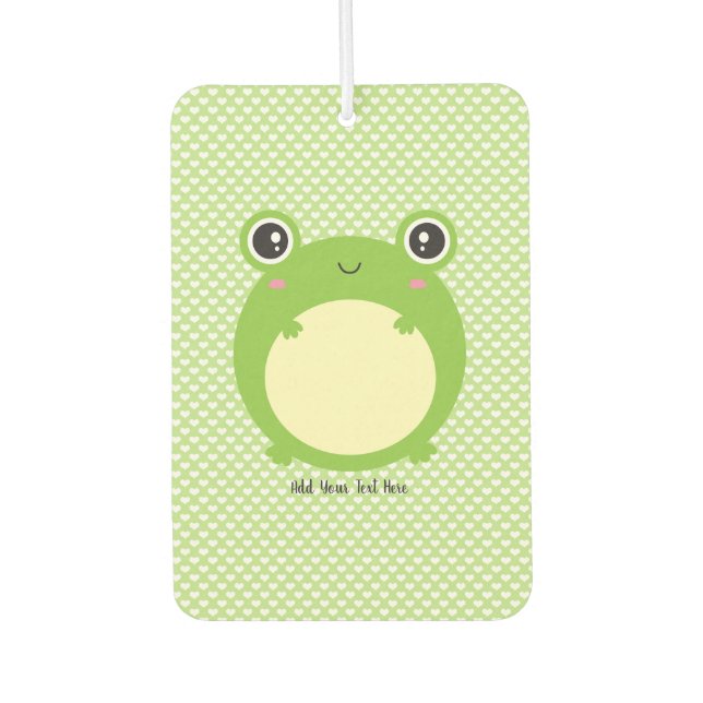 Cute Kawaii Frog with Personalized Text Air Freshener (Front)