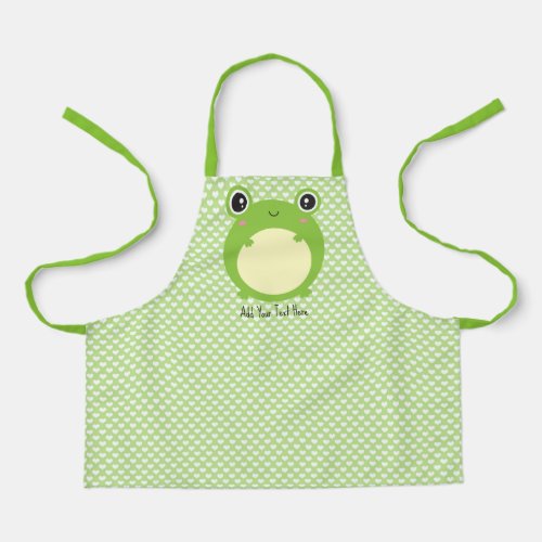 Cute Kawaii Frog with Personalized Text and Photo Apron