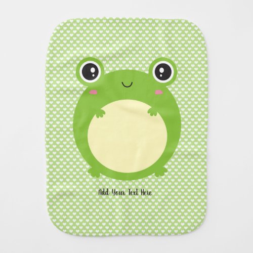 Cute Kawaii Frog with Personalized Text and Photo Baby Burp Cloth