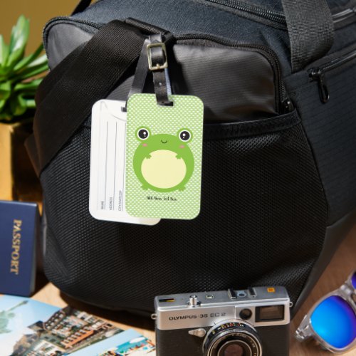 Cute Kawaii Frog with Personalized Text and Photo Luggage Tag