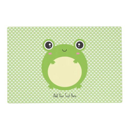 Cute Kawaii Frog with Personalized Text and Photo Placemat